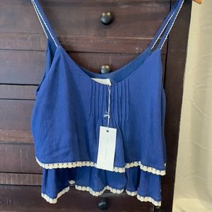 NWT Lush blue ruffle hem crop tank top size M